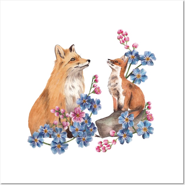 Cute foxes in nature Wall Art by nadiaham